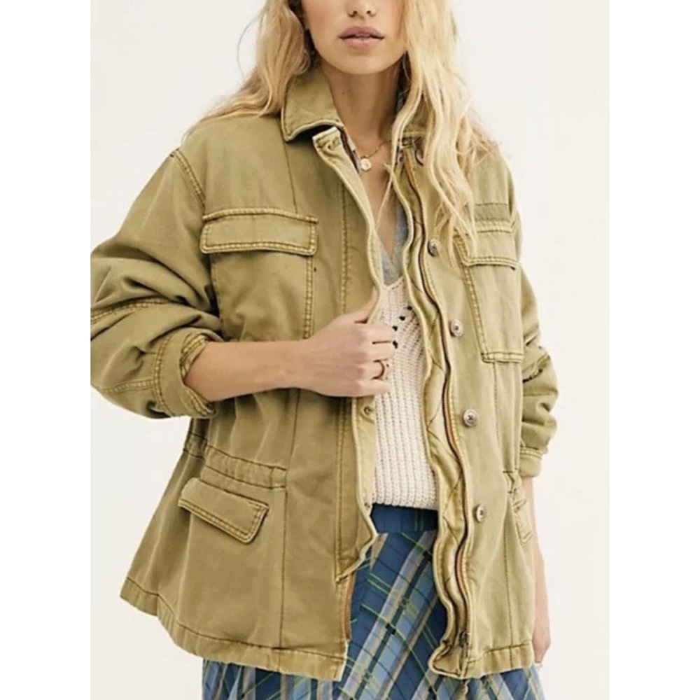Free People Jacket Utility Seize The Day Women Size Small Green Heavy